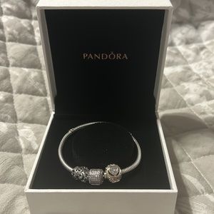 Pandora Moments Sparkling Pavé Clasp Snake Chain Bracelet